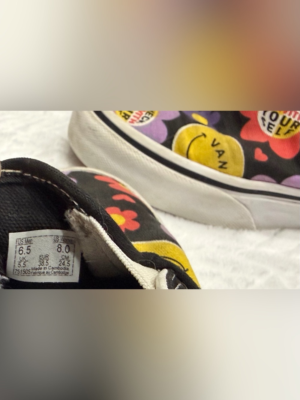 Vans Slip-On Floral Smile Skate Shoes - Picture 5 of 6